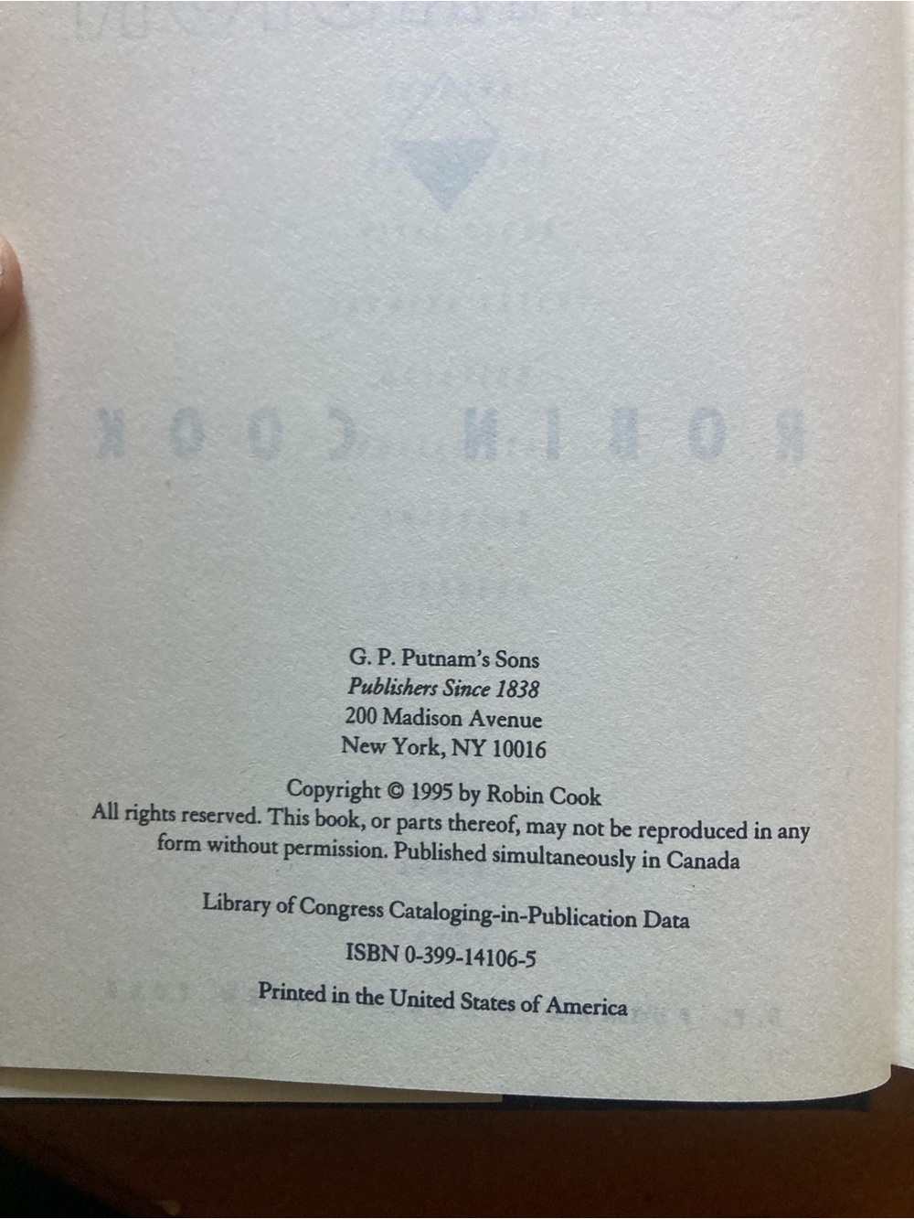 Contagion by Robin Cook — Bold Blue & White Hardcover - Picture 3 of 6
